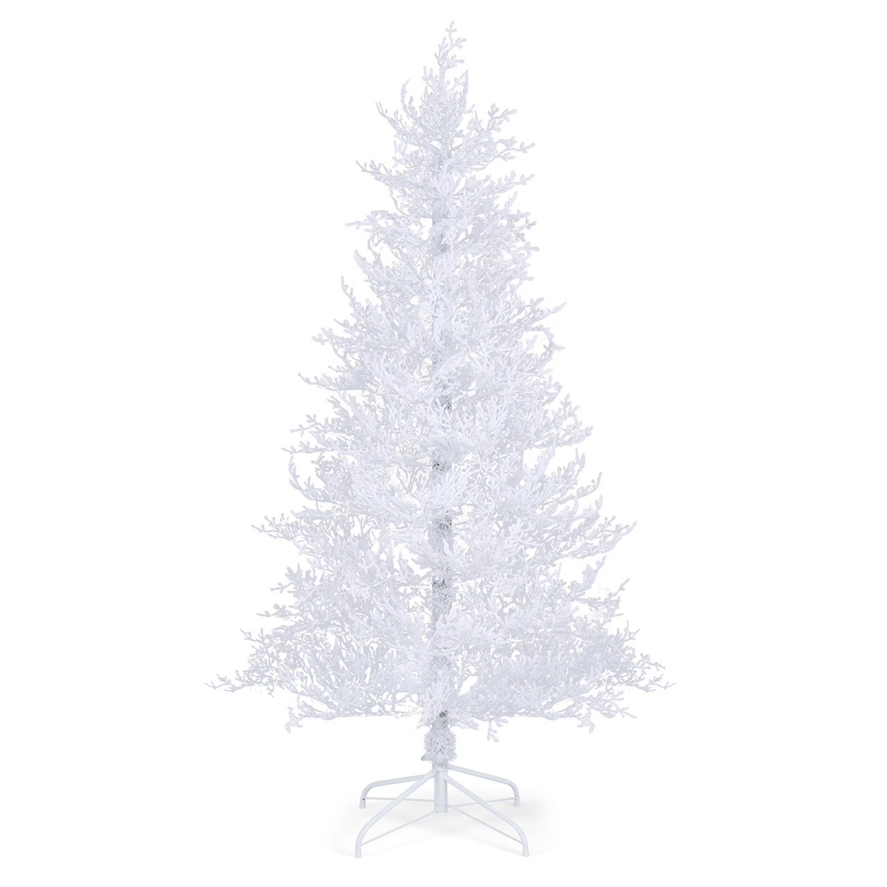 Costway 6 FT Pre-Lit Christmas Tree Snow Flocked Hinged 11 Lighting Modes with 300 Lights